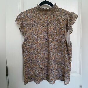 Banana Republic Factory Floral Ruffle Sleeve Top | Size XL